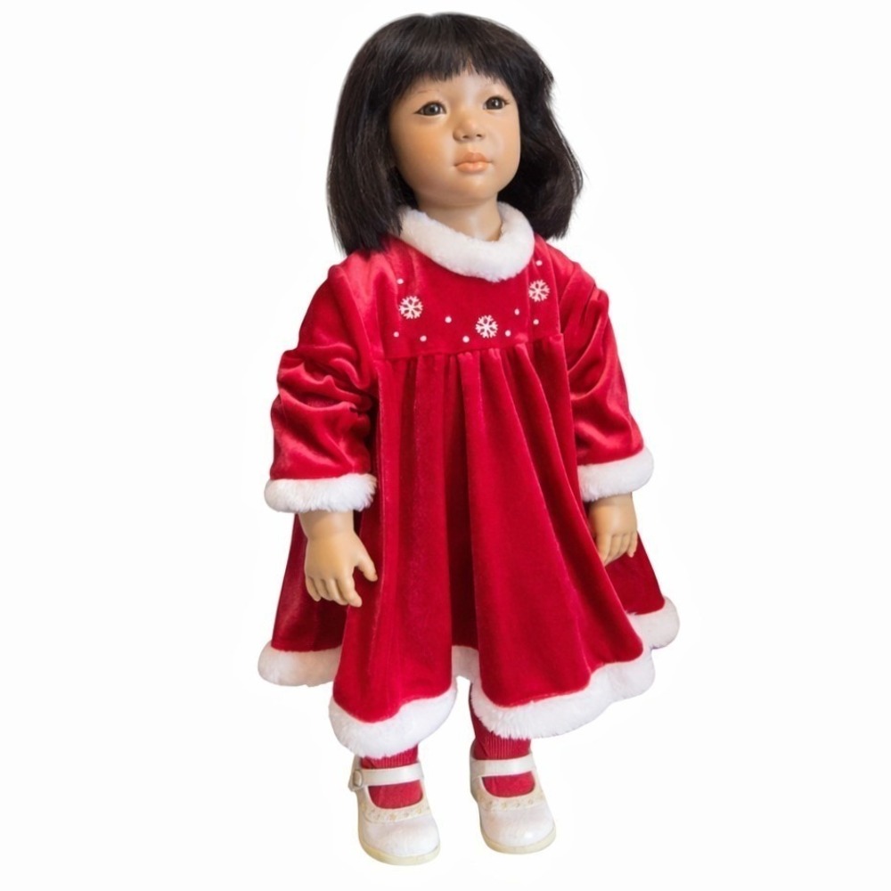 Red Velvet Holiday Doll Dress for Kids Dolls - Unbranded
